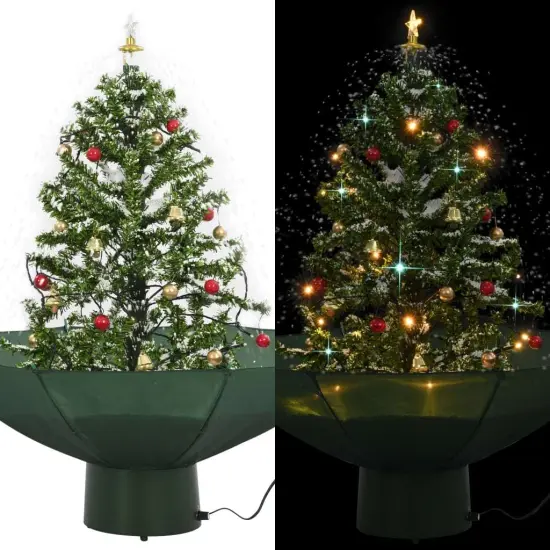 Snowing Christmas Tree with Umbrella Base 2 ft {5}