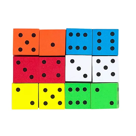 Assorted Color Spot 16mm Foam Dice, 12 Per Pack, 6 Packs {2}