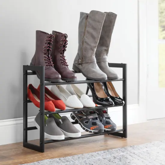 mDesign Metal 3 Tier Adjustable/Expandable Shoe and Boot Rack {2}