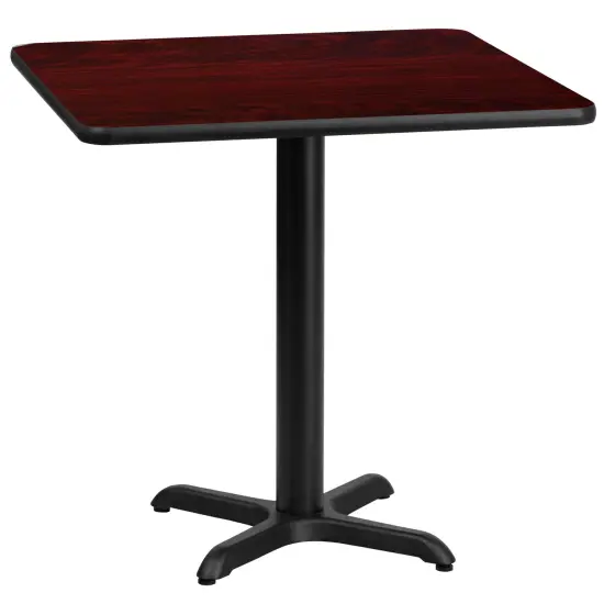 Emma and Oliver 30" Square Laminate Table Top with 22"x22" Table Height Base Mahogany {1}