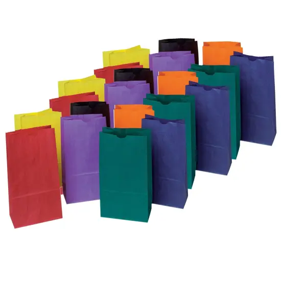 Kraft Bag, Assorted Bright Colors, 6" x 3-5/8" x 11", 28 Per Pack, 3 Packs {1}