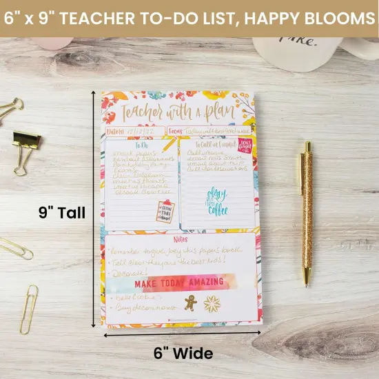 bloom daily planners Planning Pad, 6" x 9", Teacher To-Do List, Happy Blooms {3}