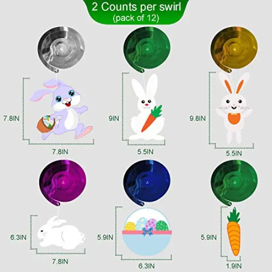 Easter Hanging Swirl Decorations - Pack of 36 | Easter Decorations - Easter Egg Bunny Hanging Swirl Foil Decorations for Home Office School - Easter Party Ornaments Favors Supplies {6}