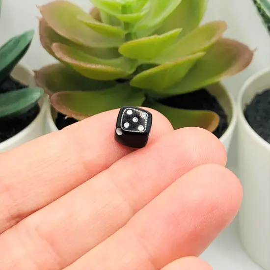 4, 20 or 50 Pieces: Black Dice Gambler 3D Beads {5}
