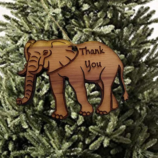 Elephant Thank You - Cedar Ornament {2}