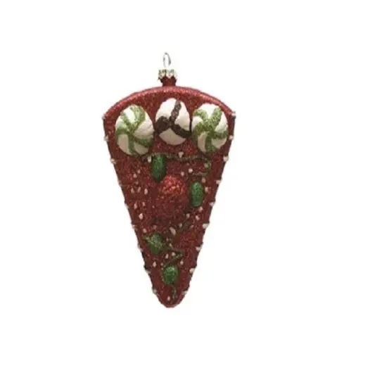 Northlight 5" Red and Green Shatterproof Strawberry Cake Slice Christmas Ornament {1}