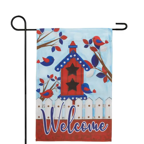 Northlight Patriotic Birds and Birdhouse "Welcome" Outdoor Garden Flag - 18" x 12.5" Blue {3}