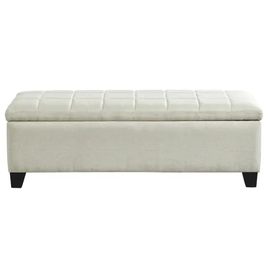 Contemporary Home Living 48" Beige Solid Rectangular Storage Ottoman {3}