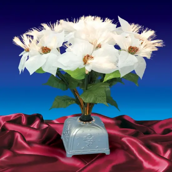 Northlight 20" Fiber Optic Lighted White Poinsettia Artificial Christmas Plant {3}