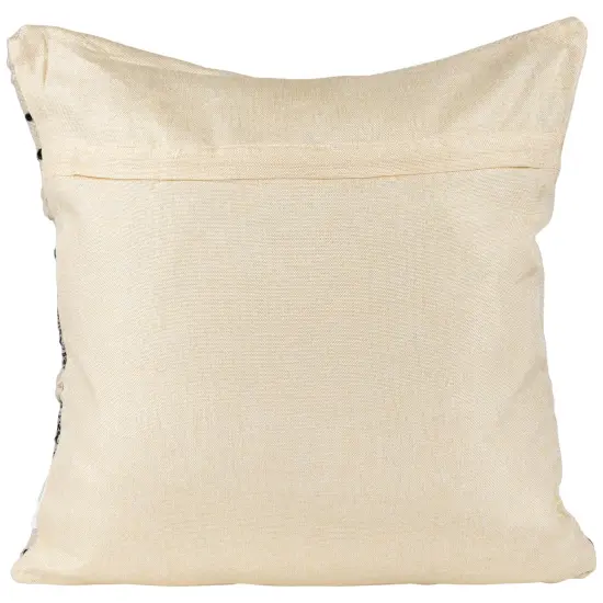 Northlight 20" Cream and Black Twisted Textured Block Handloom Woven Outdoor Square Throw Pillow Ivory {5}