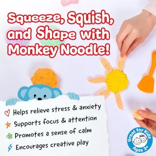 The Original Monkey Noodle - 5 Giant Blocks - Squishy Sensory Toys for Kids with Unique Needs - Fosters Creativity, Focus, and Fun - Great for Classrooms, Home, and Playtime (Ages 3+) {6}