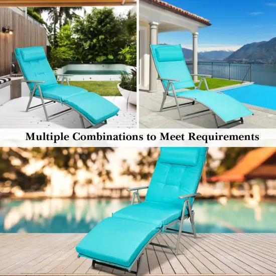 Costway Folding Chaise Lounge Chair w/Cushion Black\Gray\Turquoise {5}