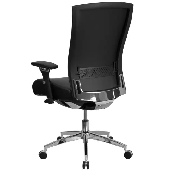 Emma and Oliver 24/7 300 lb. Rated High Back Swivel Seat Slider Lumbar Ergonomic Office Chair Black LeatherSoft {3}