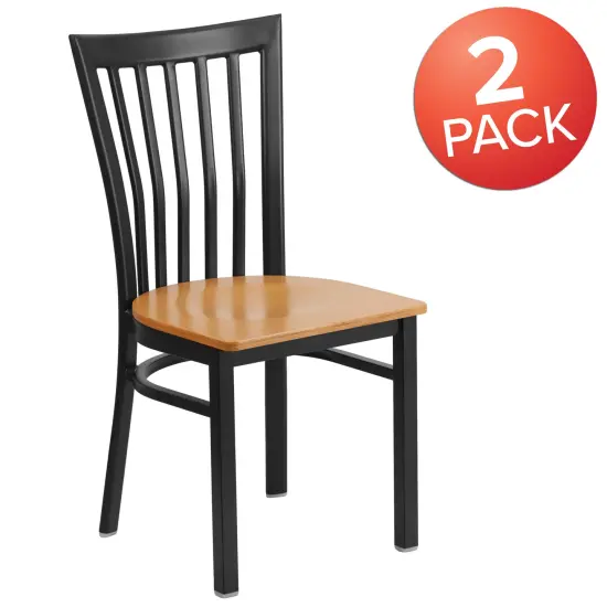 Emma and Oliver 2 Pack School House Back Metal Restaurant Chair Natural/BlackMetal {5}