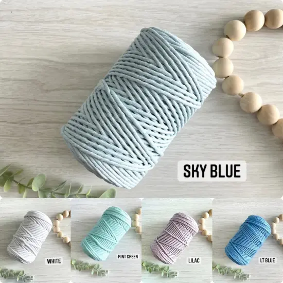 3mm Single Strand Macrame Cotton Cord, 23 Beautiful Colors, Macrame Wall Hanging, Plant Hangers, Cotton Rope for Macrame Indigo {2}