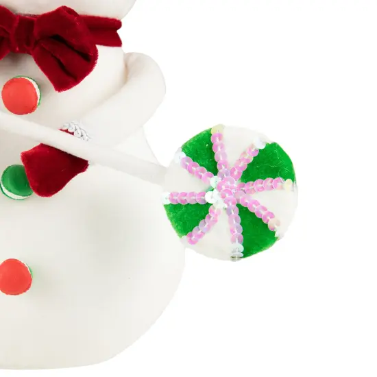 Northlight Snowman with Sequin Lollipop and Striped Hat Christmas Decoration - 15" White {6}