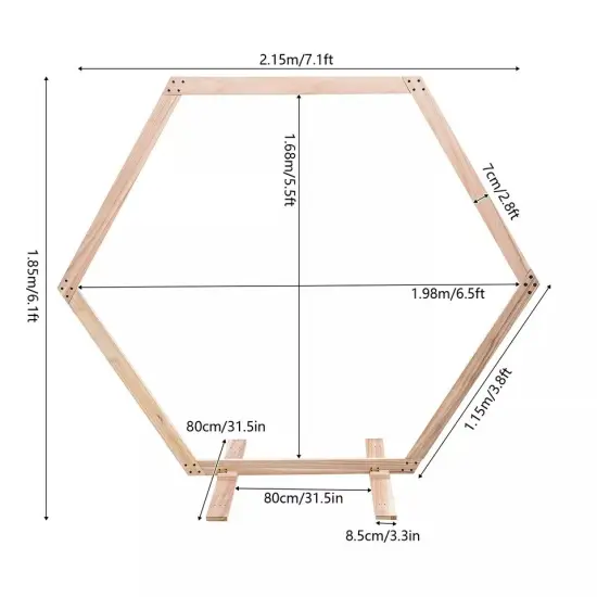 7.6 FT Hexagon Wood Wedding Arch Frame Decor Wood Hexagon Arch Backdrop Stand {5}
