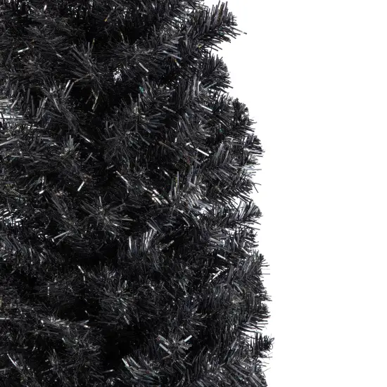 Northlight 6' Charcoal Brown Iridescent Slim Artificial Tinsel Halloween Tree, Unlit {4}