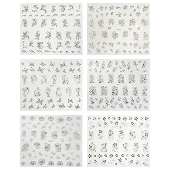 Wrapables Gold & Silver Foil Vines & Floral Nail Stickers {3}