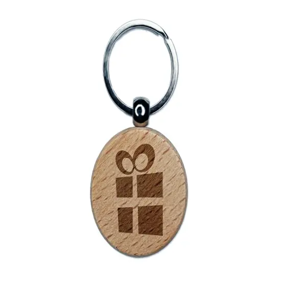 Present Gift Birthday Christmas Abstract Engraved Wood Round Keychain Tag Charm {1}