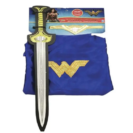 Rubies Girls Wonder Woman Halloween Cape and Sword Set - One Size Blue {3}