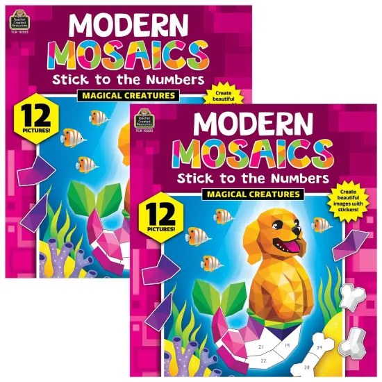 Magical Creatures Modern Mosaics Stick to the Numbers Activity Book, Pack of 2 {1}