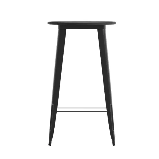 Merrick Lane Dryden Indoor/Outdoor Bar Top Table, 23.75" Round All Weather Poly Resin Top with Steel base Black {3}