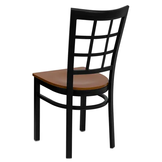 Emma and Oliver 2 Pack Window Back Metal Restaurant Chair Cherry/BlackMetal {3}