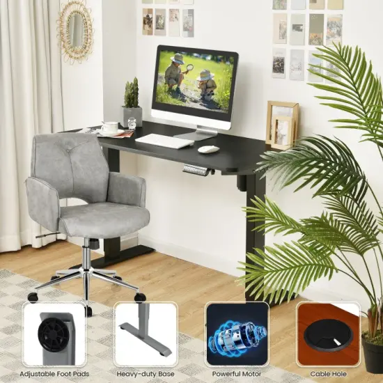 Electric Computer Standing Desk with Height Adjustable and Cable Management Hole Black {5}