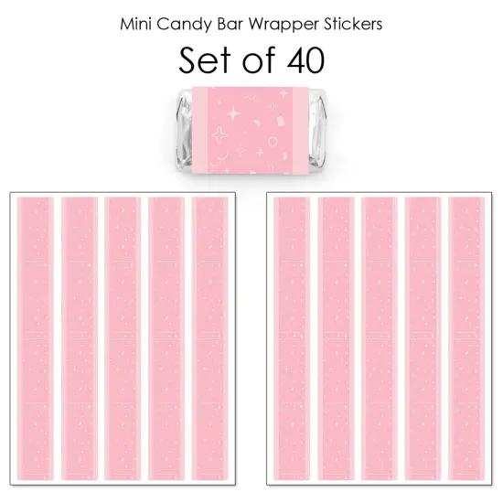 Big Dot of Happiness Pink Confetti Stars - Mini Candy Bar Wrapper Stickers - Simple Party Small Favors - 40 Count {4}