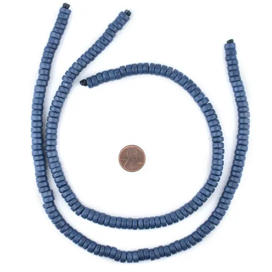 The Bead Chest Cobalt Blue Disk Natural Wood Beads (4x8mm): Organic Eco-Friendly Wooden Bead Strand for DIY Jewelry, Crafts, Necklace and Bracelet Making {2}