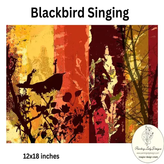 Blackbird Singing Art paper for Decoupage and Mixed Media {1}