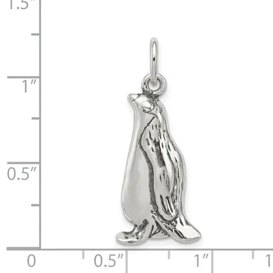 Sterling Silver Antiqued Penguin Charm Pendant Jewelry 25 X 12mm {2}
