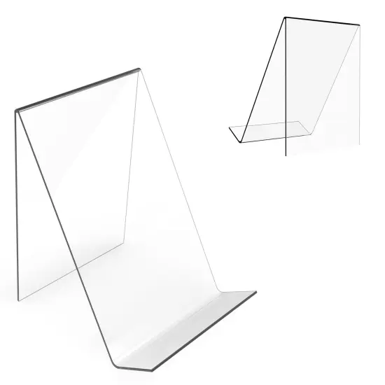4 Pieces Acrylic Book Stand Without Ledge,6 Inch Clear Acrylic Display Easel Transparent Display Stand Holder Tablet Holder for Displaying Pictures,Books,Artworks, CDs {1}