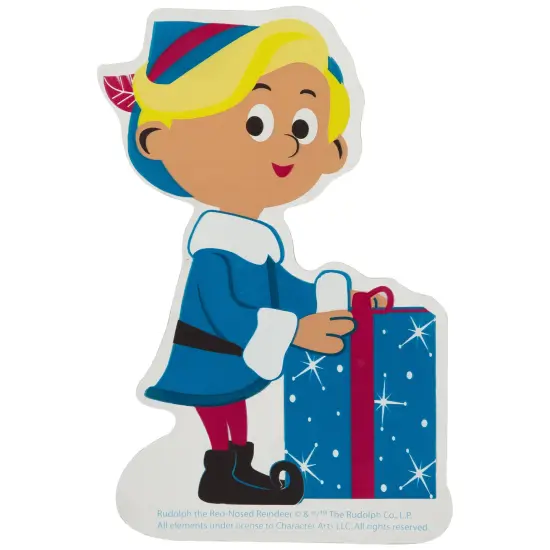 Northlight 7" Hermey with Christmas Present Double Sided Gel Window Cling Decoration Blue {1}