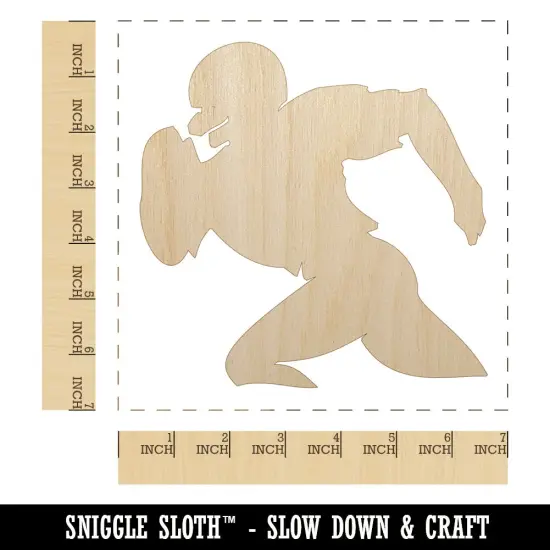 Football Player Running Solid Unfinished Wood Shape Piece Cutout for DIY Craft Projects {1}
