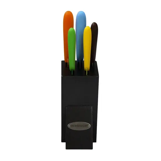 Oceanstar 6-Piece Non-Stick Coating knife set with Block Multicolor {7}