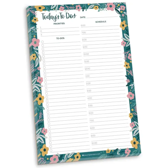 bloom daily planners Planning Pad, 6" x 9", Timed Daily Pad, Garden Blooms {1}