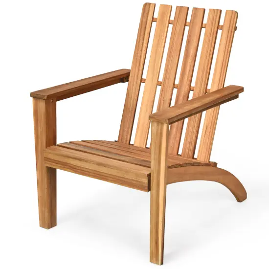 Costway Patio Acacia Wood Adirondack Chair Lounge Armchair sturdy Outdoor Garden Yard {2}