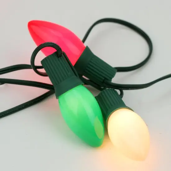 Northlight Opaque C9 Christmas String Lights - Green Red and White - 24' Green Wire - 25ct {4}