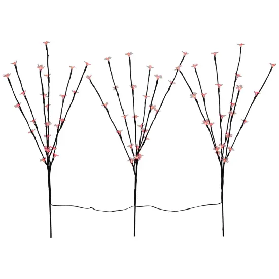Northlight Pre-Lit Cherry Blossom Artificial Tree Branches - 2.5' -Red LED Lights - Set of 3 Black {3}