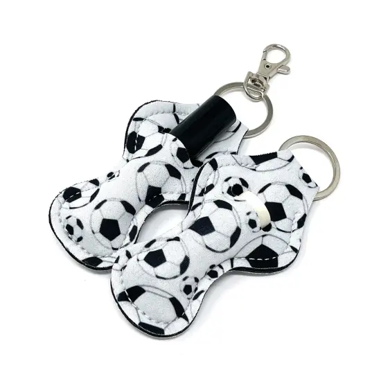 Wrapables 10 Pack Chapstick Holder Keychain with 10 Pieces Metal Clasps Soccer {2}