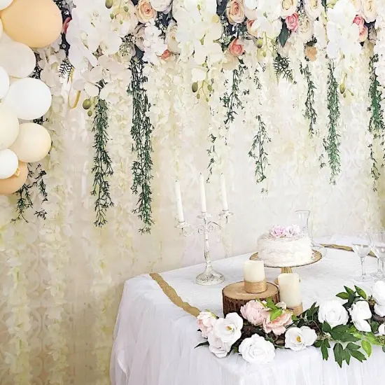 8 ft Vinyl Photo Background White Roses Backdrop {3}