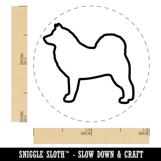Alaskan Malamute Dog Outline Self-Inking Rubber Stamp for Stamping Crafting Planners Green {1}