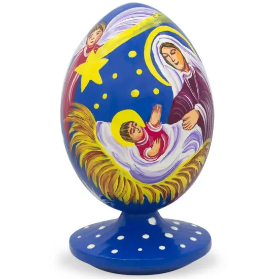 Bethlehem Star and Angel Overlooking Jesus Wooden Figurine {1}