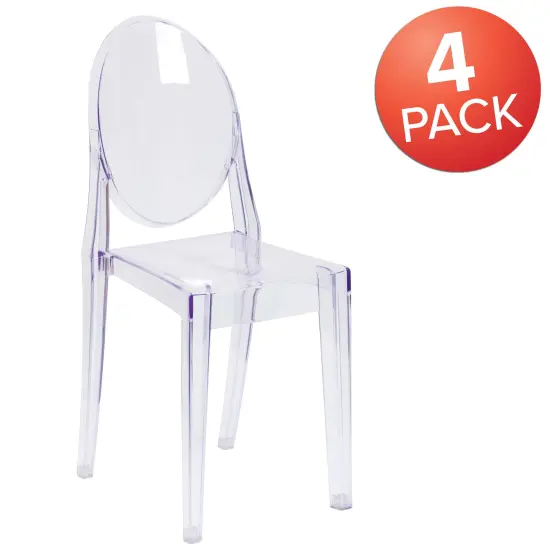 Emma and Oliver 4 Pack Transparent Stacking Side Chair Clear {6}