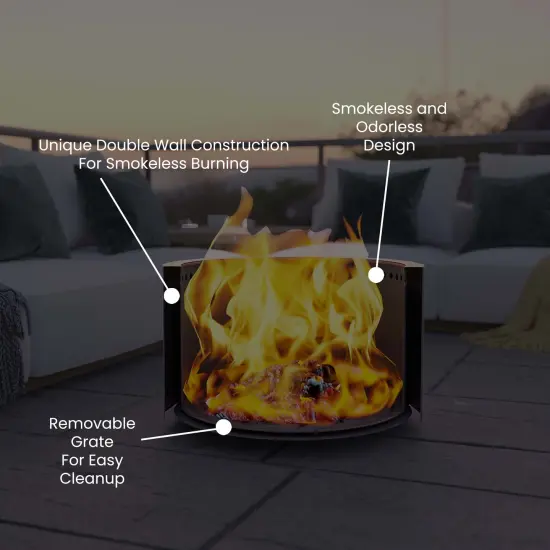 Merrick Lane Aries Portable Steel Smokeless Wood Burning Outdoor Firepit with Waterproof Cover Bronze {3}