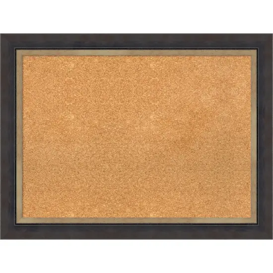 Hammered Charcoal Tan Wood Framed Corkboard, Natural Cork {1}