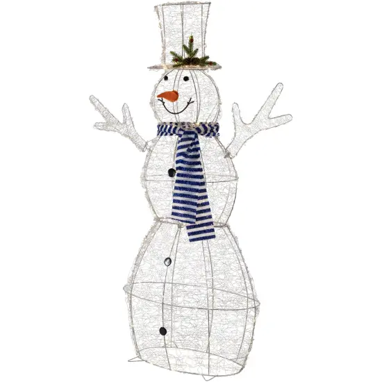 Northlight 48" LED Lighted Silver Mesh Snowman Outdoor Twinkling Christmas Decoration {5}