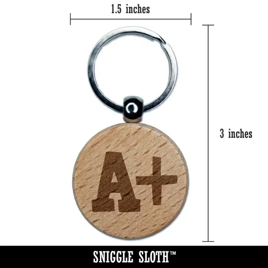 A Plus Grade School Engraved Wood Round Keychain Tag Charm {2}